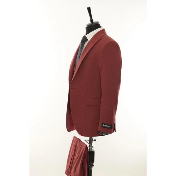 Derman Burgundy Patterned Fabric Luxury Suit 3 Pieces - Picture 4 of 7